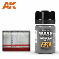 AK Interactive Weathering: Neutral Grey For White/Black Wash 35ml Enamel Paint