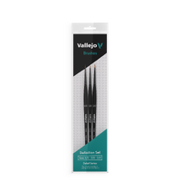 Vallejo Hobby Brushes: Detail Definition Set - Synthetic fibers (Sizes 4/0, 3/0 &amp; 2/0)