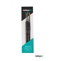 Vallejo Starter Set (Sizes 3/0, 1 Triangular Handle &amp; Flat No. 4) Paint Brush Set