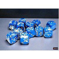 Chessex Brush Wavebreak/gold 16mm d6 Dice Block (12 dice)
