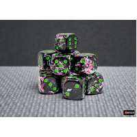 Chessex Brush Paintball/green 16mm d6 Dice Block (12 dice)