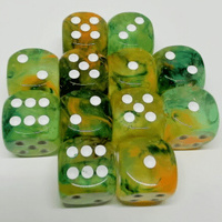 16mm D6 Dice Block Nebula Spring/White w/Luminary 