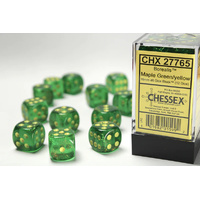 16mm D6 Dice Block Borealis Maple Green/Yellow