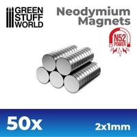 Green Stuff World: Neodymium Magnets 2x1mm - SET x50 (N52) 