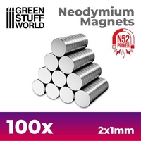 Green Stuff World: Neodymium Magnets 2x1mm - SET x100 (N52) 