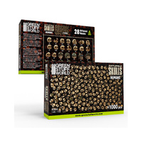 Green Stuff World - 3D Printed - Skulls &amp; Bones - 1000x Battlefield Skulls - Humans