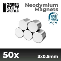 Green Stuff World: Neodymium Magnets 3x0,5mm - SET x50 (N35) 