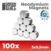 Green Stuff World: Neodymium Magnets 3x0,5mm - SET x100 (N35) 