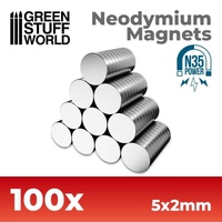 Green Stuff World: Neodymium Magnets 5x2mm - SET x100 (N35)