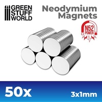 Green Stuff World: Neodymium Magnets 3x1mm - SET x50 (N52)