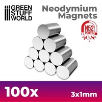 Green Stuff World: Neodymium Magnets 3x1mm - SET x100 (N52)